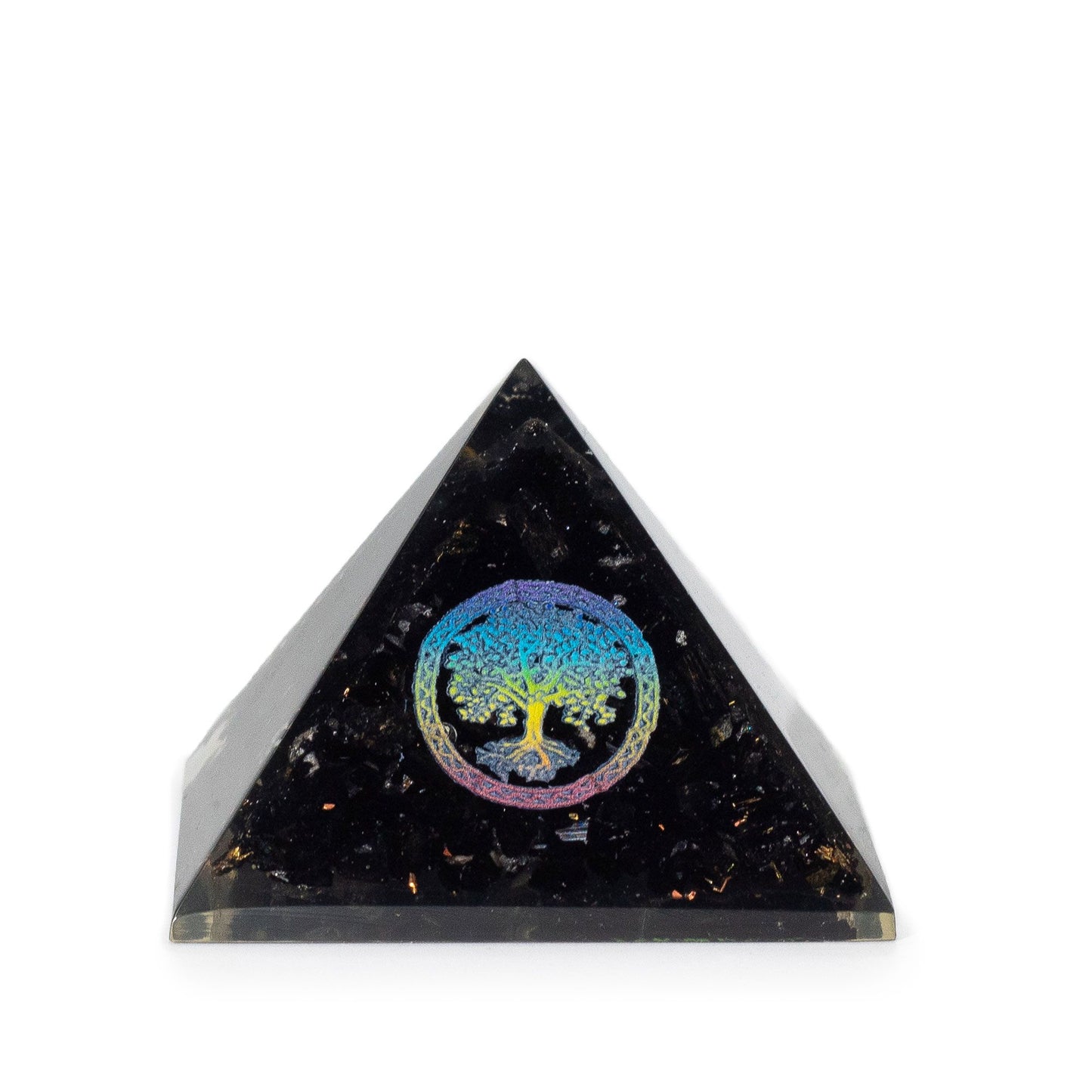 Small Orgonite Pyramids 5.5x4.5cm - Tree of Life - Black Tourmaline Chips