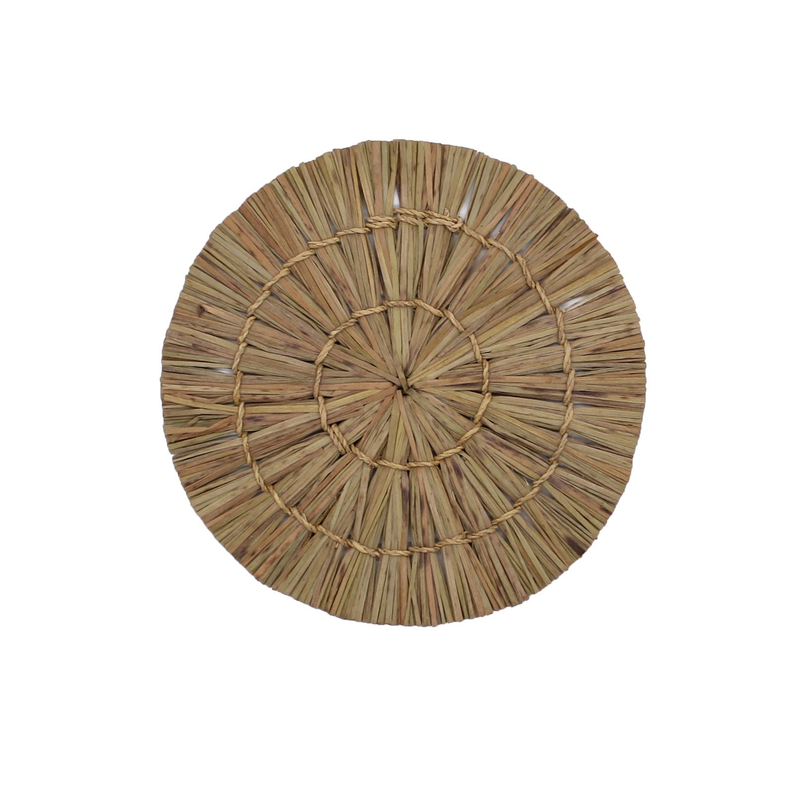 Round woven Natural Wall Art - Kribo Collection on a white background