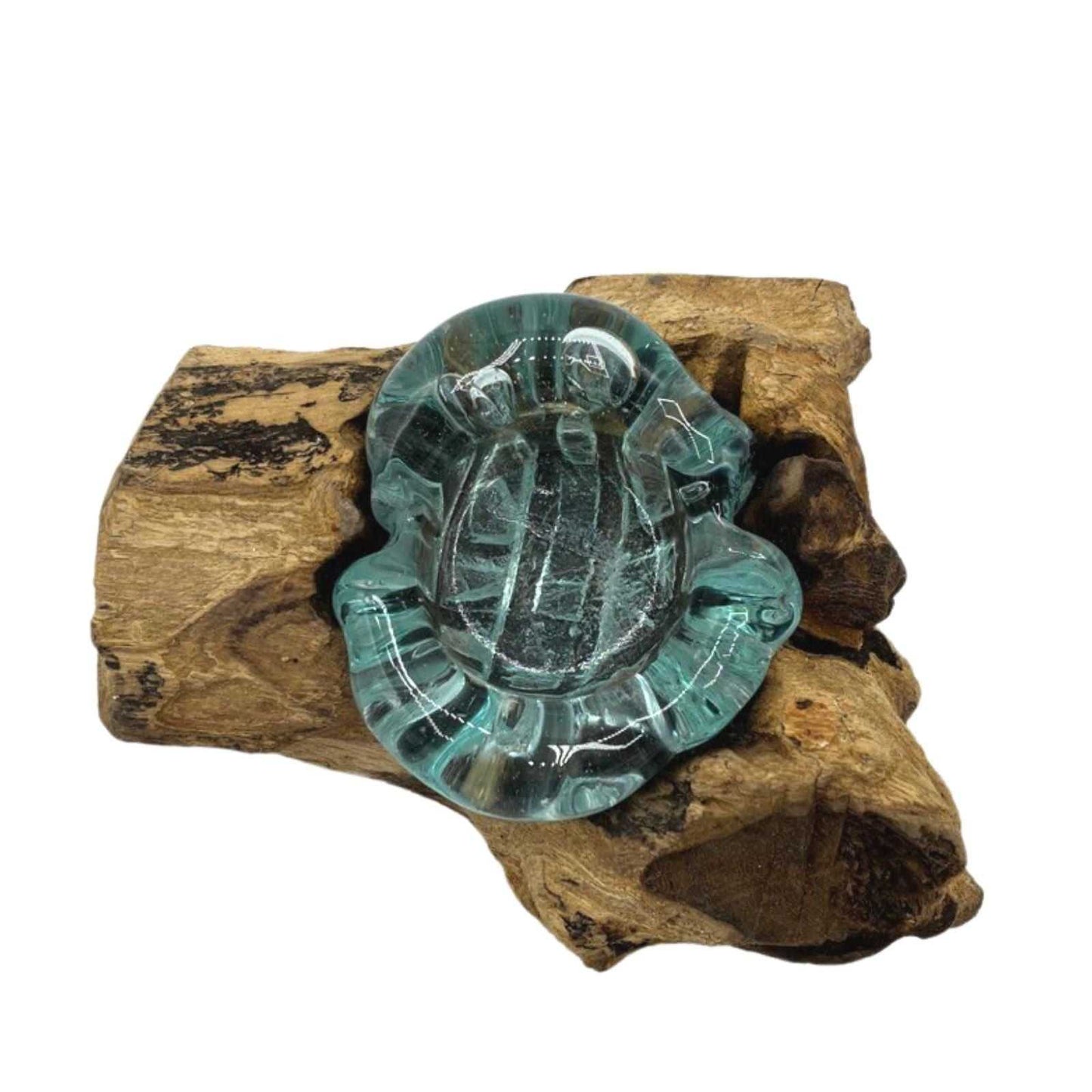 Molten Glass Candle Single Holder on Wood different top view