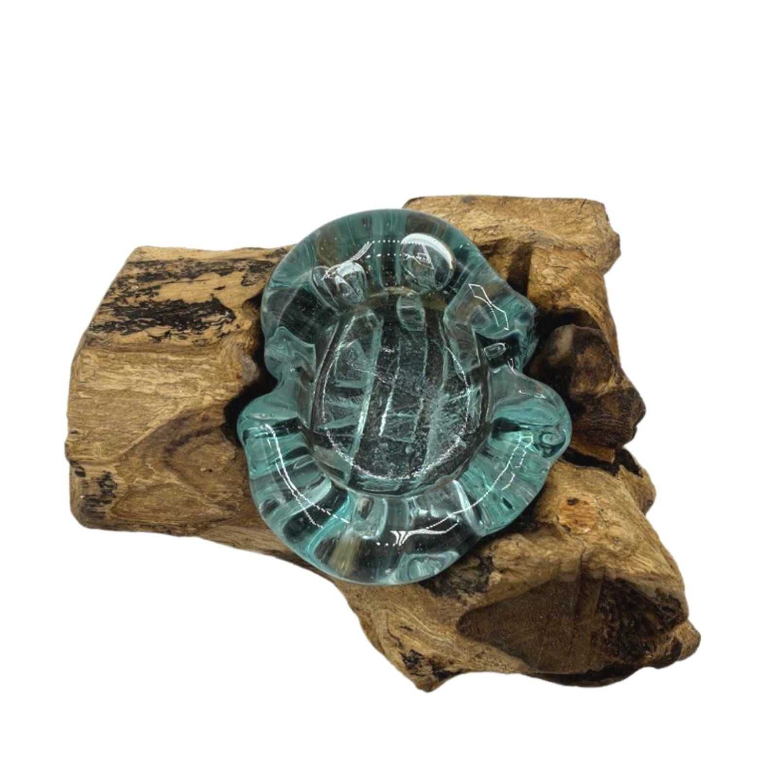 Molten Glass Candle Single Holder on Wood different top view