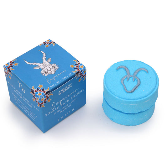 Set of Zodiac Bath Fizzers with Horoscope - Capricorn with box packaging