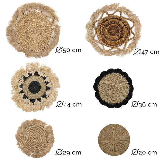 Set of Six Natural Wall Art - Kribo Collection Sizes