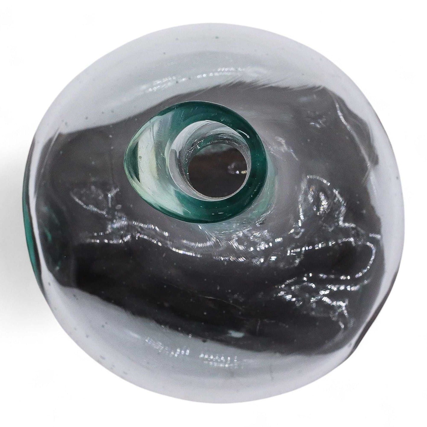 Molten Glass Mini Decanter on Wood 20cm view from top on a white background