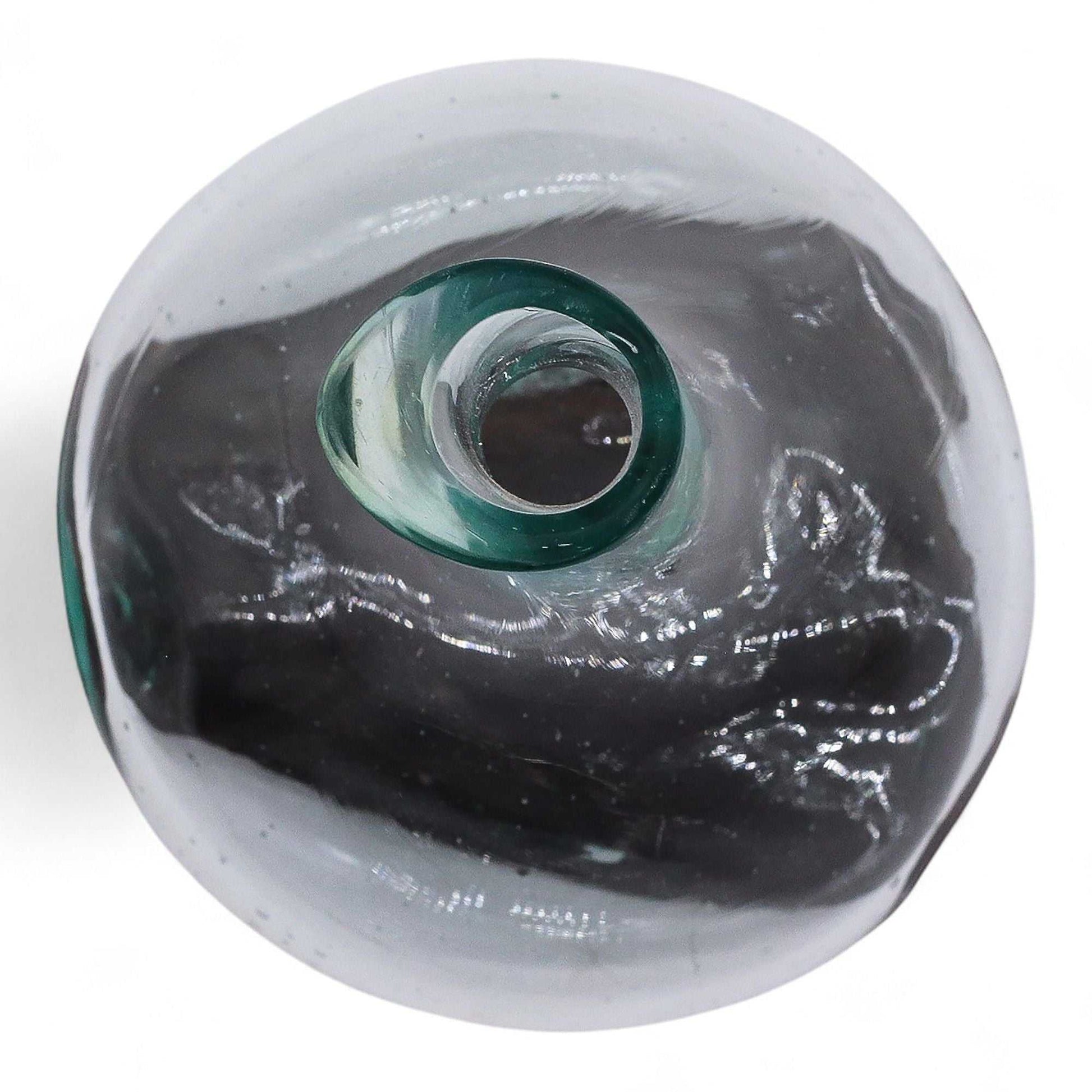 Molten Glass Mini Decanter on Wood 20cm view from top on a white background