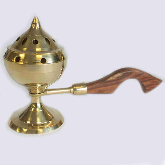 Plain Censer Cone Burner with Handle - Compact Brass Censer on a white background