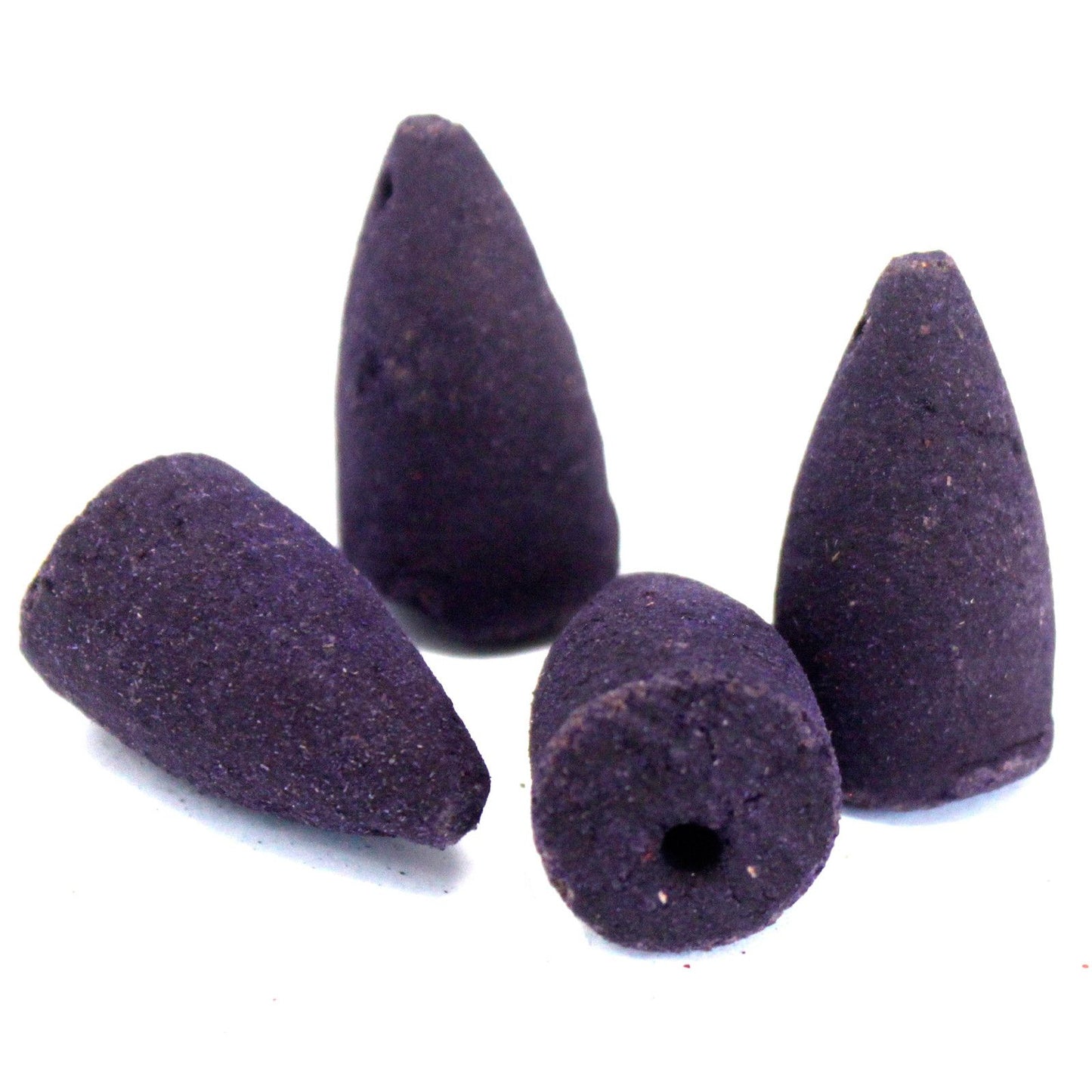 Four Aromatica Backflow Incense Cones - Lavender on a white background