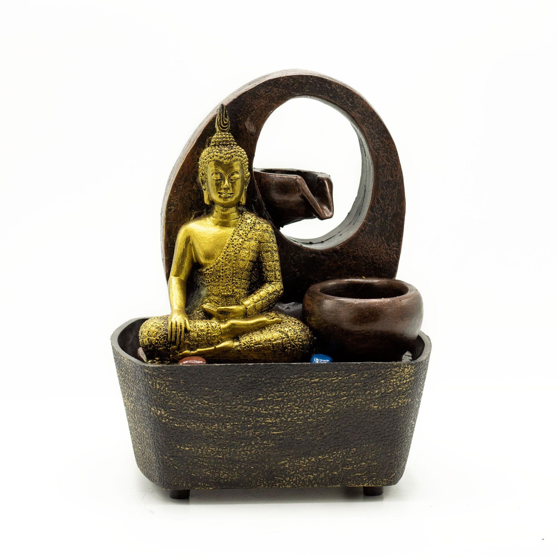 21.5cm golden Buddha water fountain with pots - meditation zen home decor