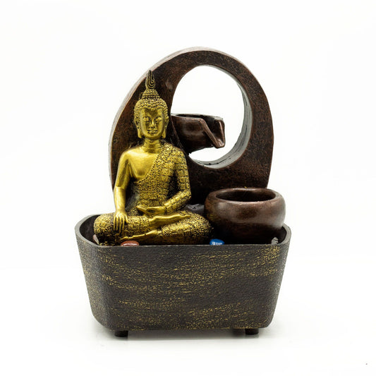21.5cm golden Buddha water fountain with pots - meditation zen home decor