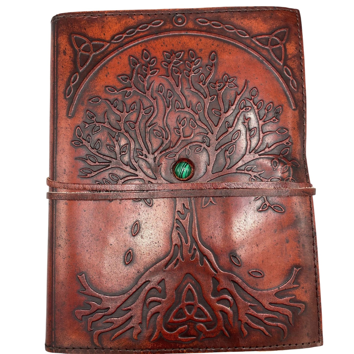 Large Tree of Life Leather Journal on a white background