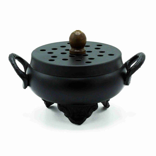 Classic Iron Cauldron Incense Burner on a white background
