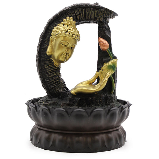 30cm golden Buddha lotus water fountain - meditation relaxation home decor