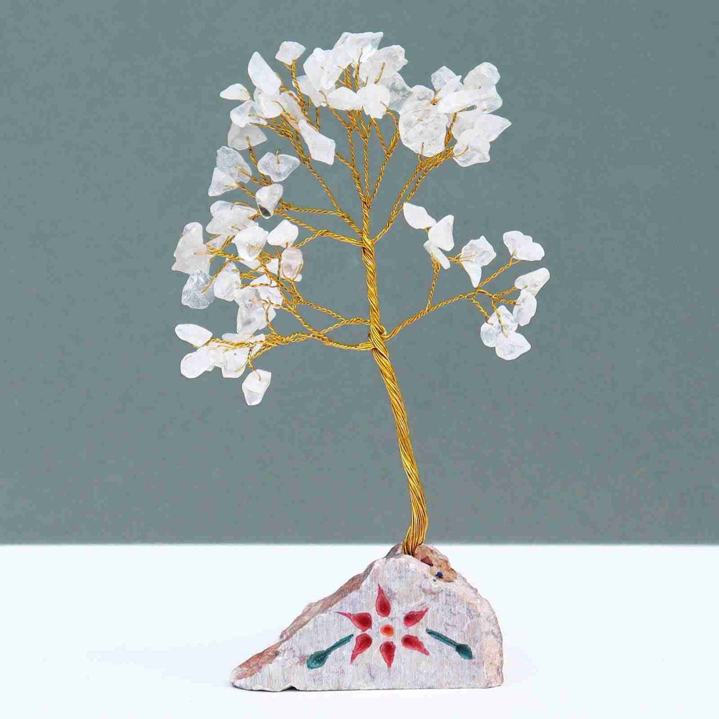 Indian Gemstone Tree - Rock Crystal (80 Stones) on a grey background