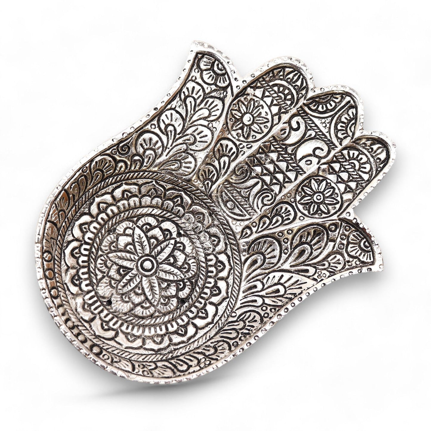 Polished Aluminium Buddha Long Shaped Incense Holder on a white background