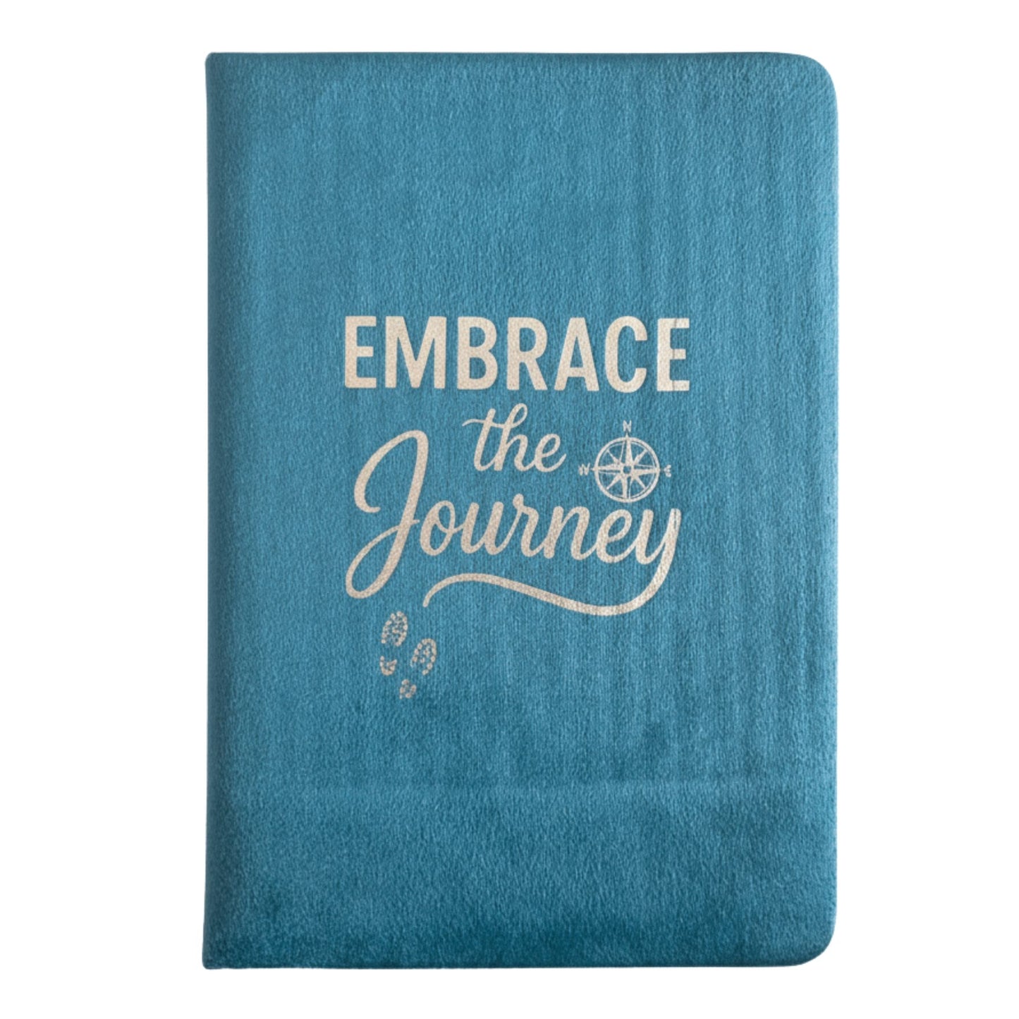 Light Blue Velvet Notebook - 80 pages - Embrace The Journey front view