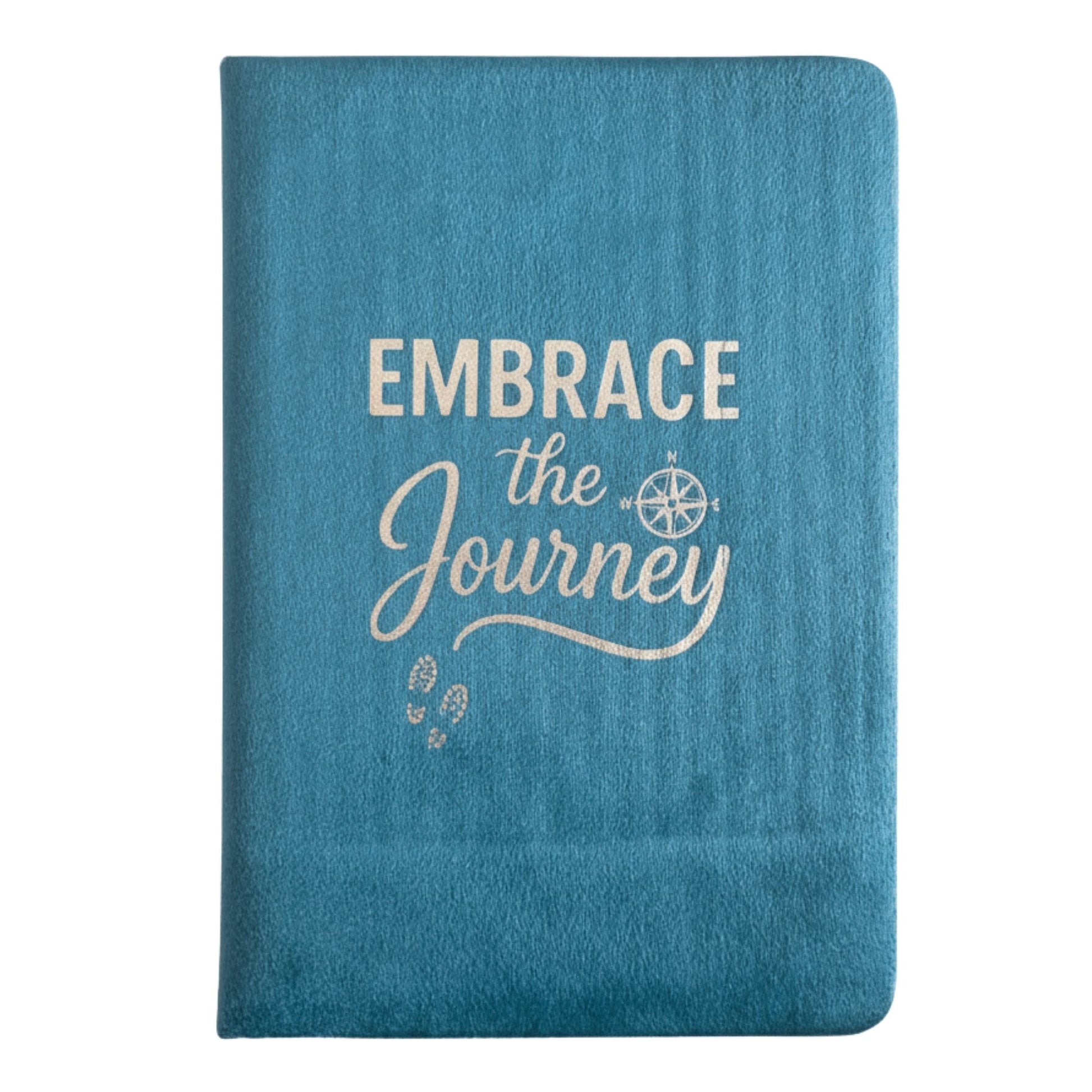 Light Blue Velvet Notebook - 80 pages - Embrace The Journey front view