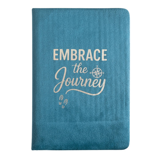 Light Blue Velvet Notebook - 80 pages - Embrace The Journey front view