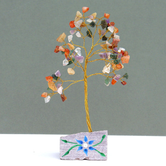 Indian Gemstone Tree - Multi-Gem (80 Stones) on a grey backkground