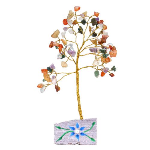 Indian Gemstone Tree - Multi-Gem (80 Stones) on a white background