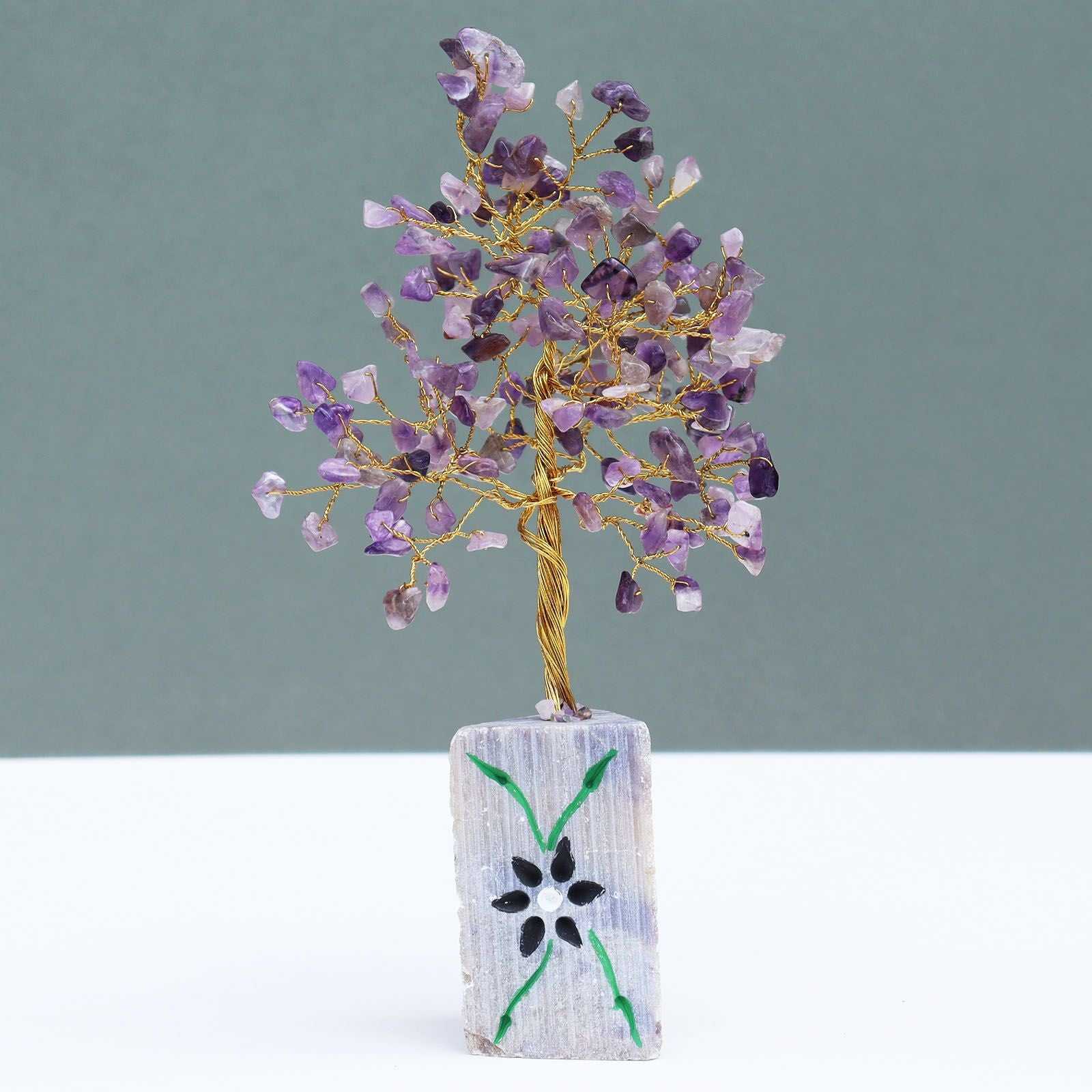 Indian Gemstone Tree - Amethyst (160 Stones) on a grey background