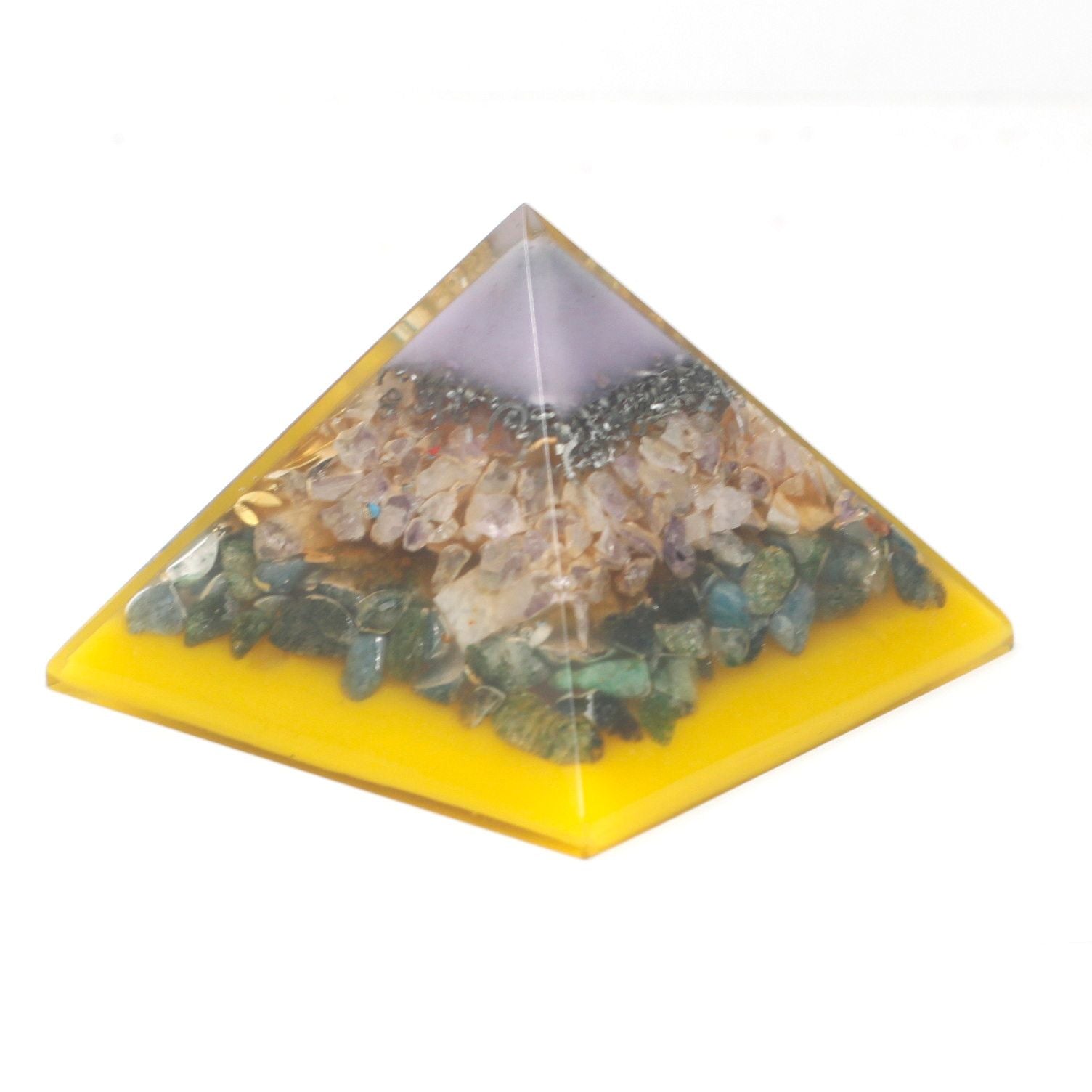 Large Orgonite Pyramid 70mm - Tree (Gold Base)