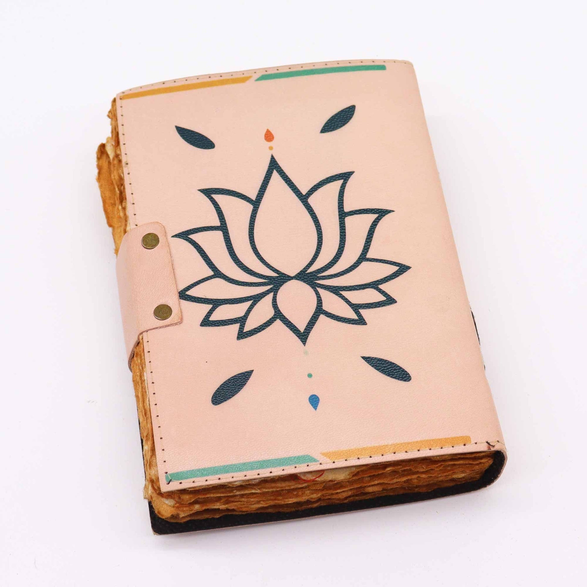 Leather Seven Chakra Colours Deckle-edge Notebook rear view