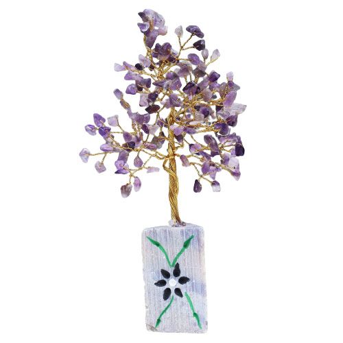 Indian Gemstone Tree - Amethyst (160 Stones) on a white background