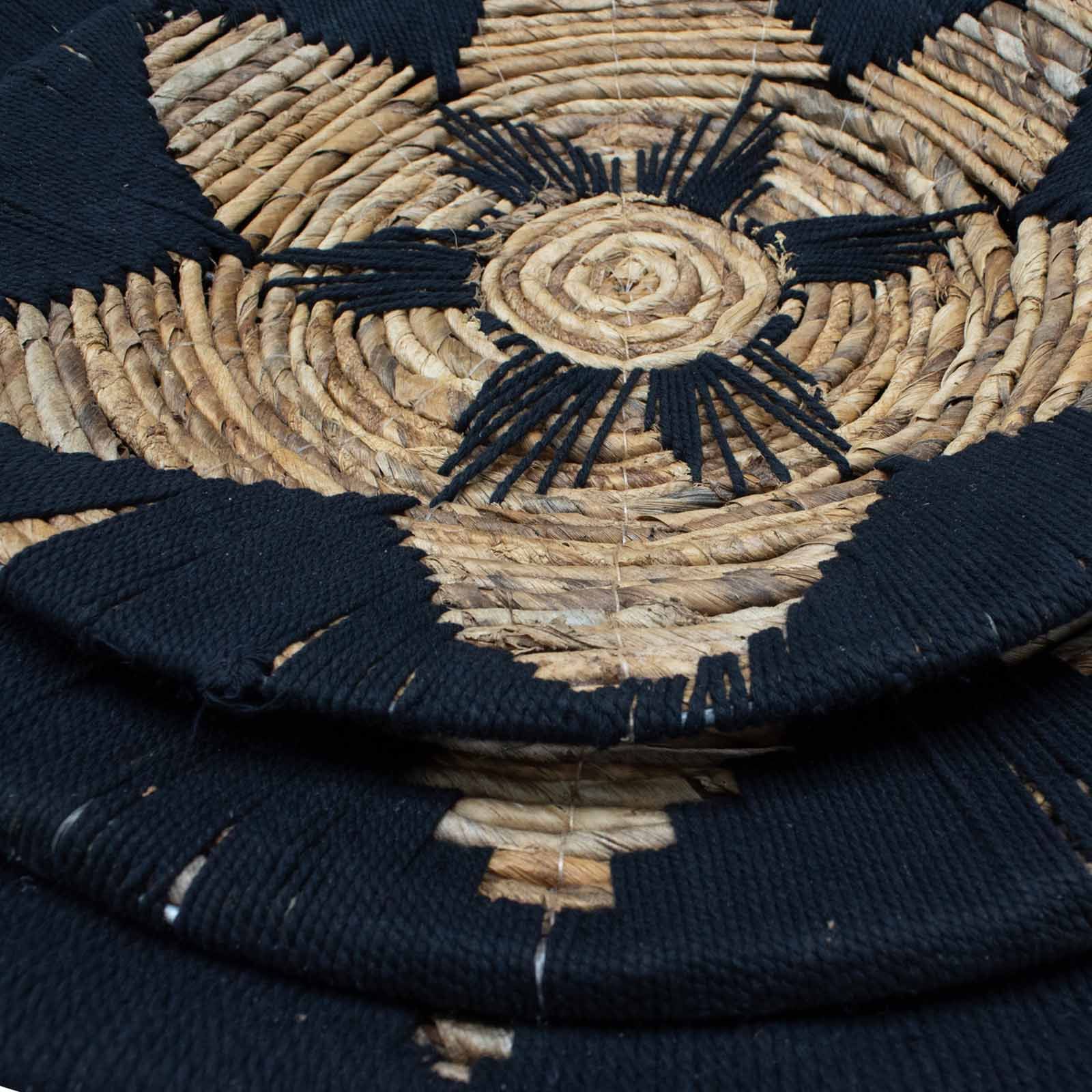 Seagrass Bowls Wall Art - Black close up view