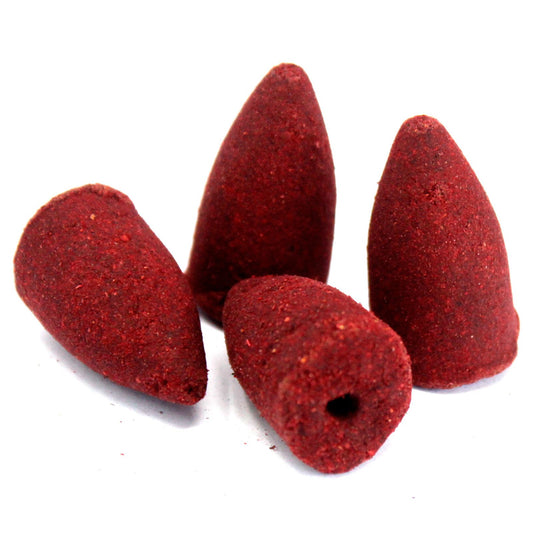 Aromatica Backflow Incense Cones - Dragons Blood, Close up of 4 ones