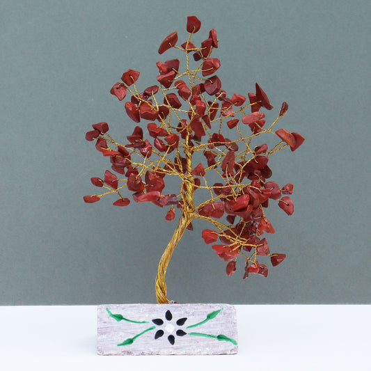 Indian Gemstone Tree - Red Jasper (160 Stones) on a grey background