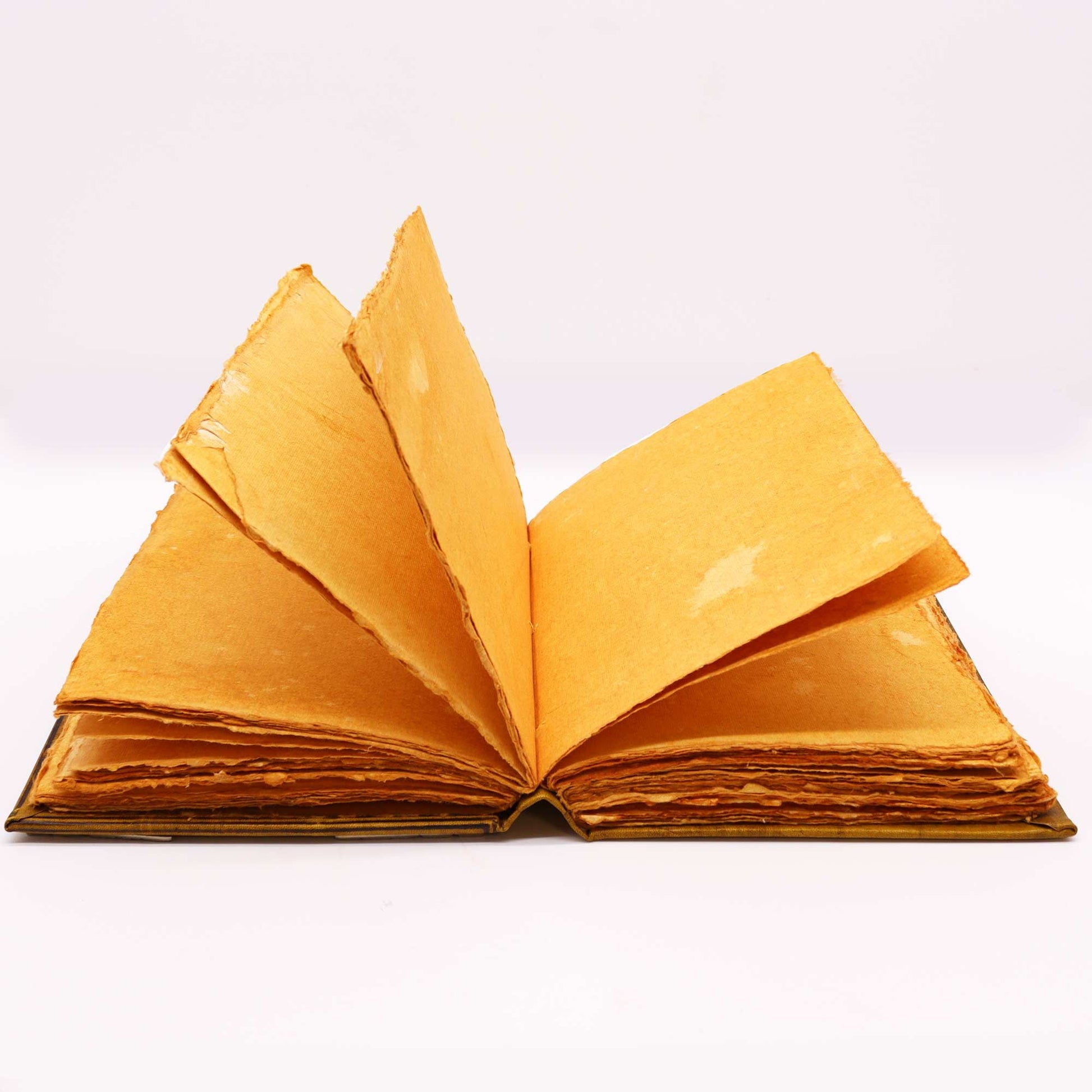 Heafty Coffee Tan Book - Zinc Owl Decor - 200 Deckle Edges Pages open book view