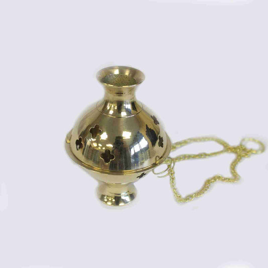 Hanging Brass Incense Burner on a white background
