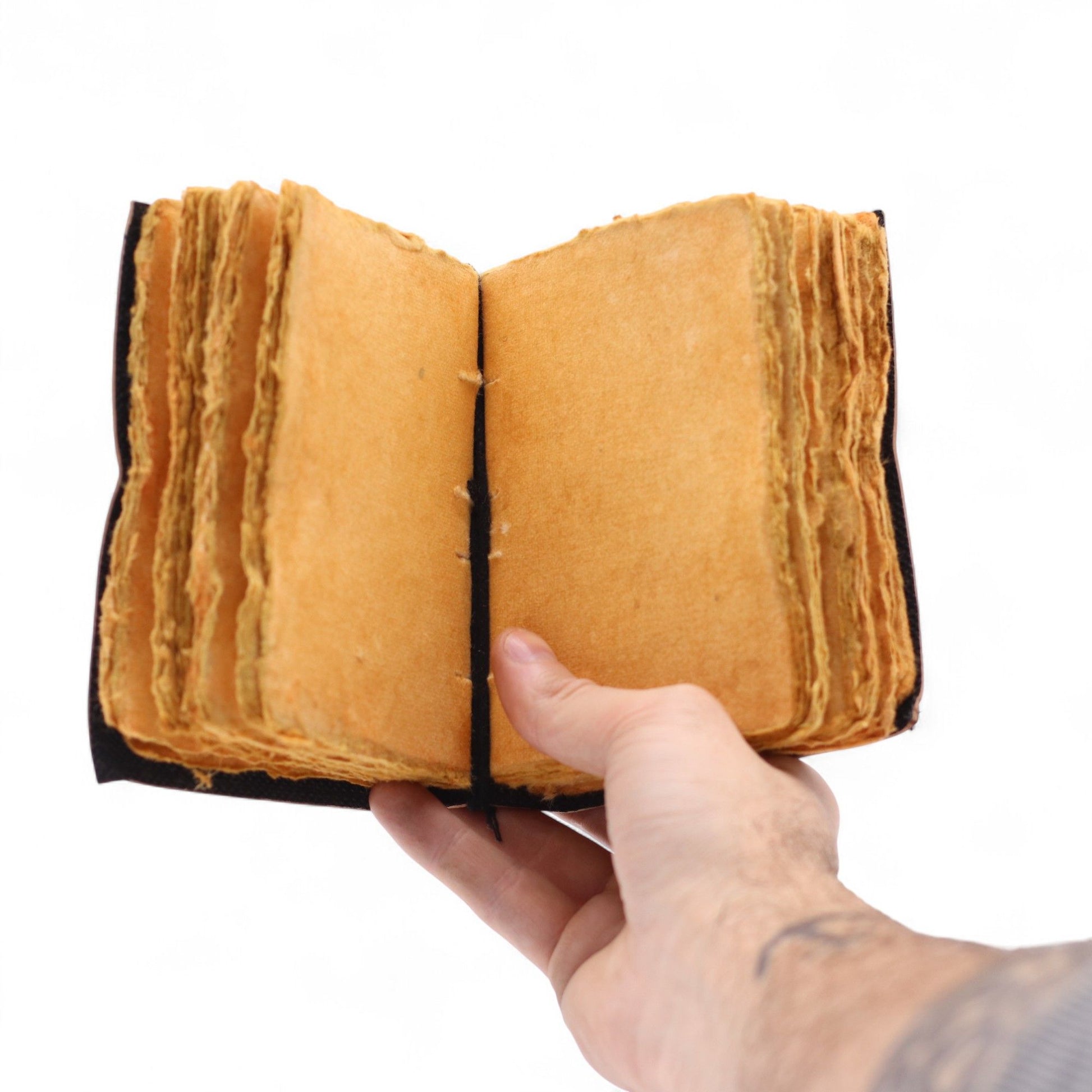 Fat Deckled Edge Leather Notebooks open view of pages