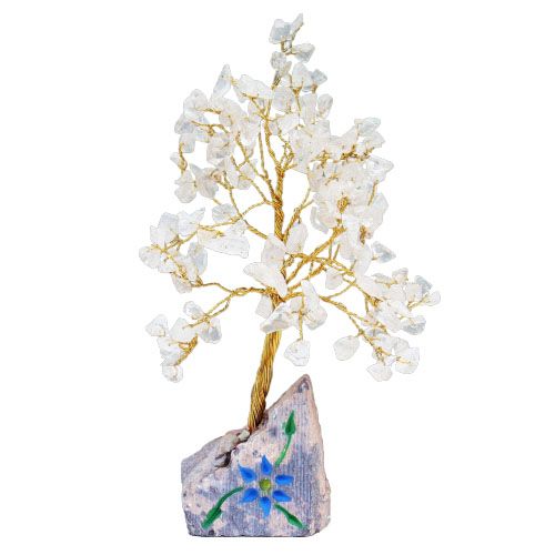 Indian Gemstone Tree - Rock Crystal (160 Stones) on a white background