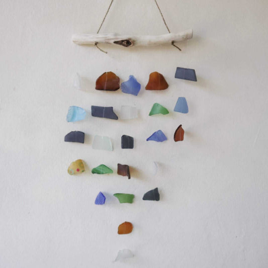 Recycled Glass Wind Chime Five Strings Multi on a white background