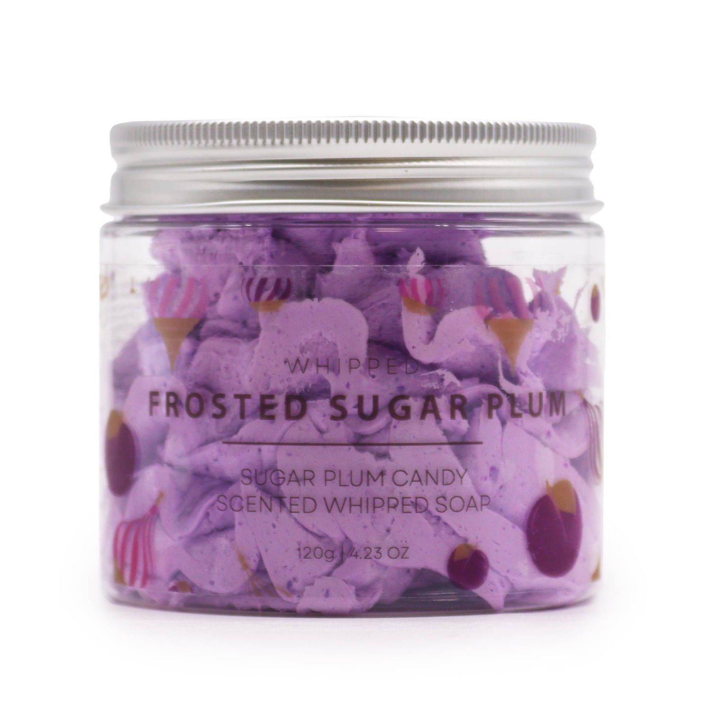 Frosted Sugar Plum Whipped Soap 120g jar.