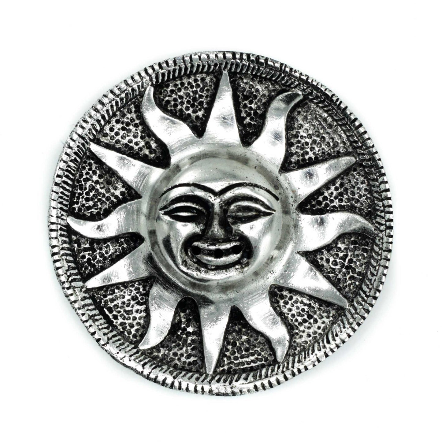 Polished Aluminium Sun Incense Holder 9m on a white background