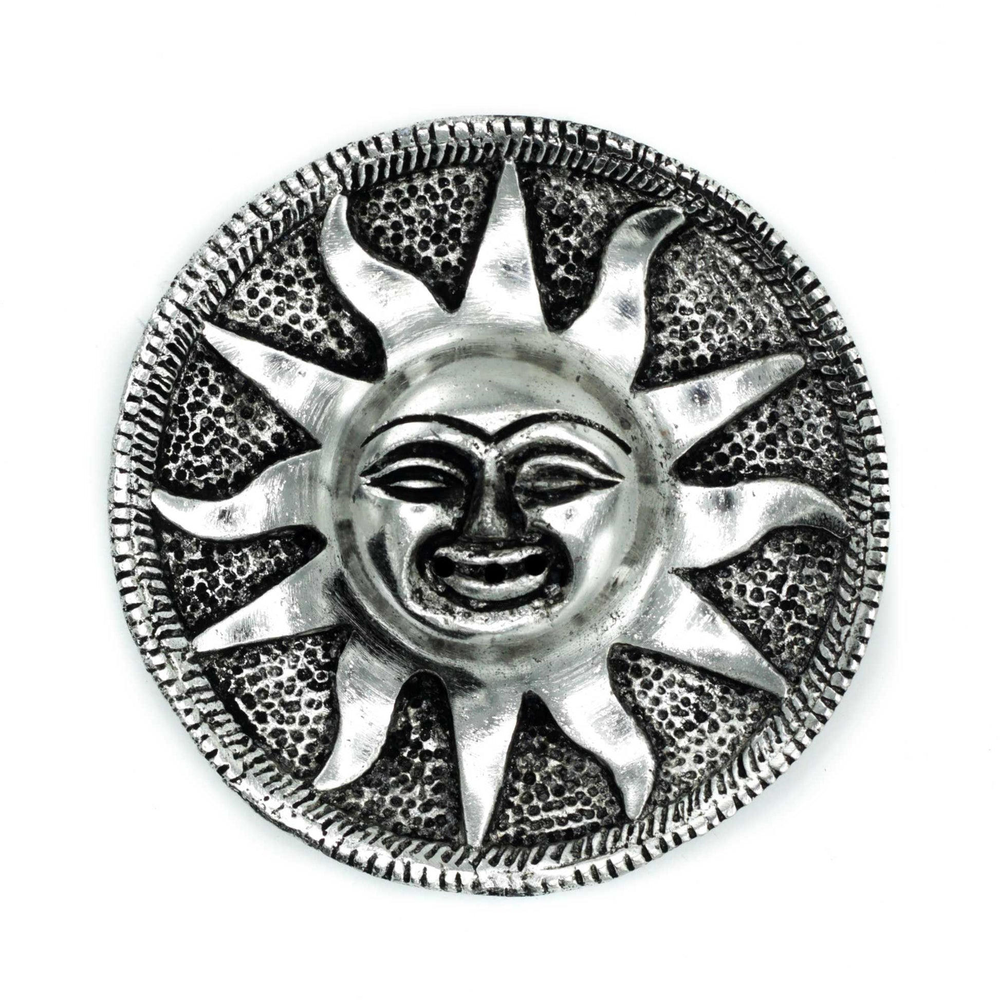Polished Aluminium Sun Incense Holder 9m on a white background