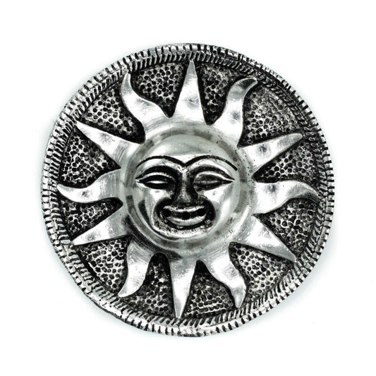 Polished Aluminium Sun Incense Holder 9m on a white background