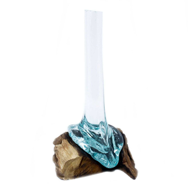 Molten Glass on Wood - Vase on a white background