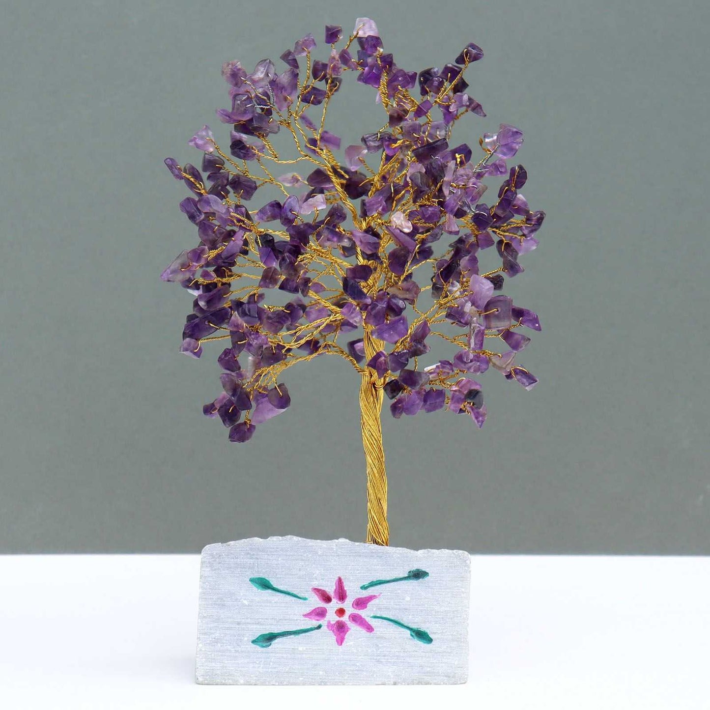 Indian Gemstone Tree - Amethyst (320 Stones) on a grey background