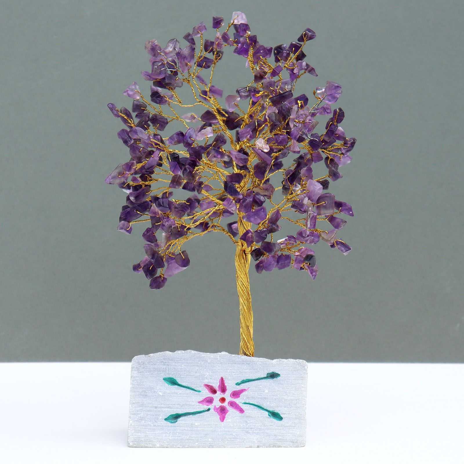 Indian Gemstone Tree - Amethyst (320 Stones) on a grey background