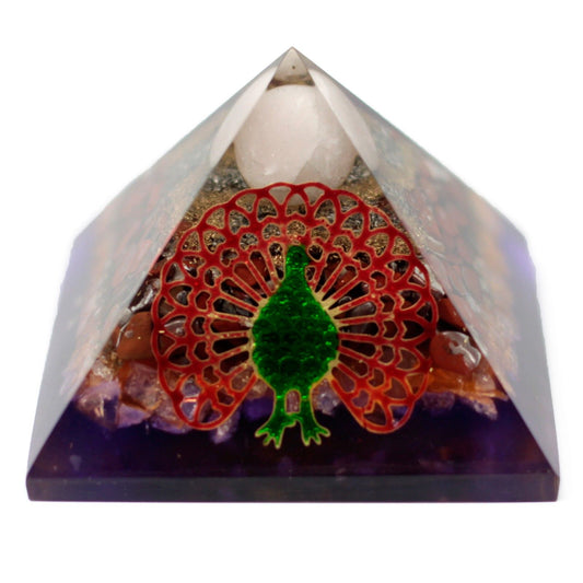 Large Orgonite Pyramid 80mm - Peacock