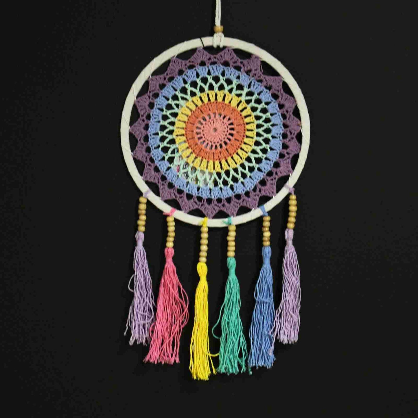 mall Dreamcatcher Pastel Rainbow on a black background
