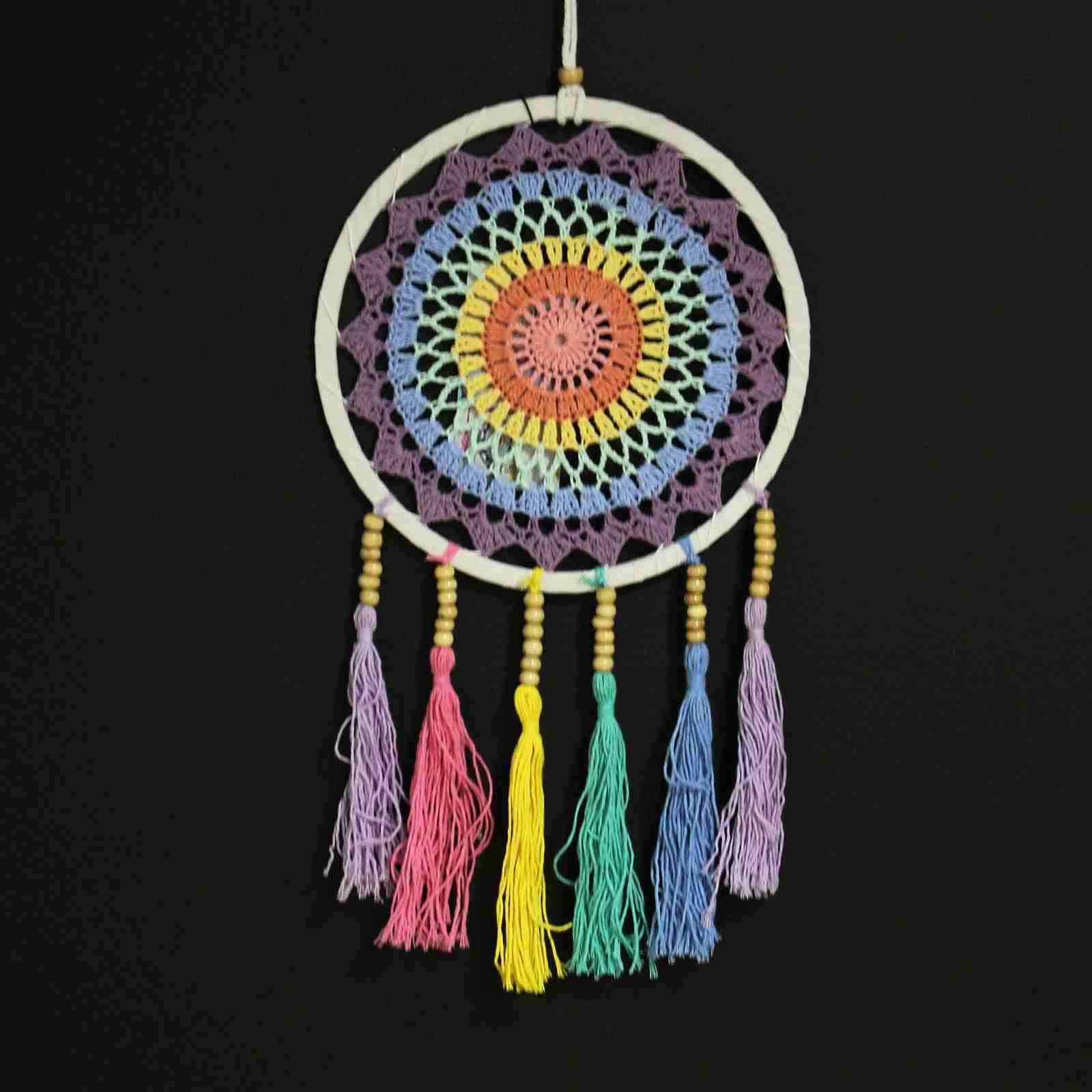 mall Dreamcatcher Pastel Rainbow on a black background