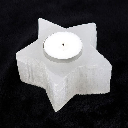Selenite Star Tealight Candle Holder
