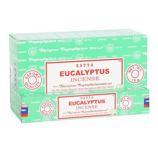 Refreshing Aroma: 12-Pack Eucalyptus Incense Sticks by Satya